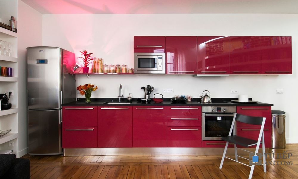 Tủ bếp Acrylic An Cường màu đỏ mã màu PARC14