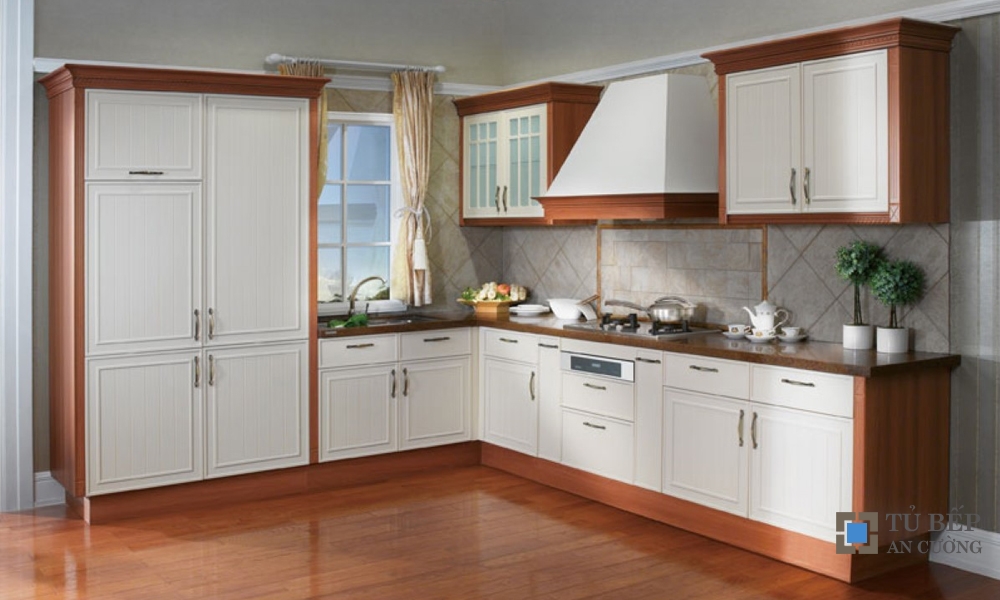Tủ bếp hiện đại gỗ công nghiệp chữ L Mẫu 056