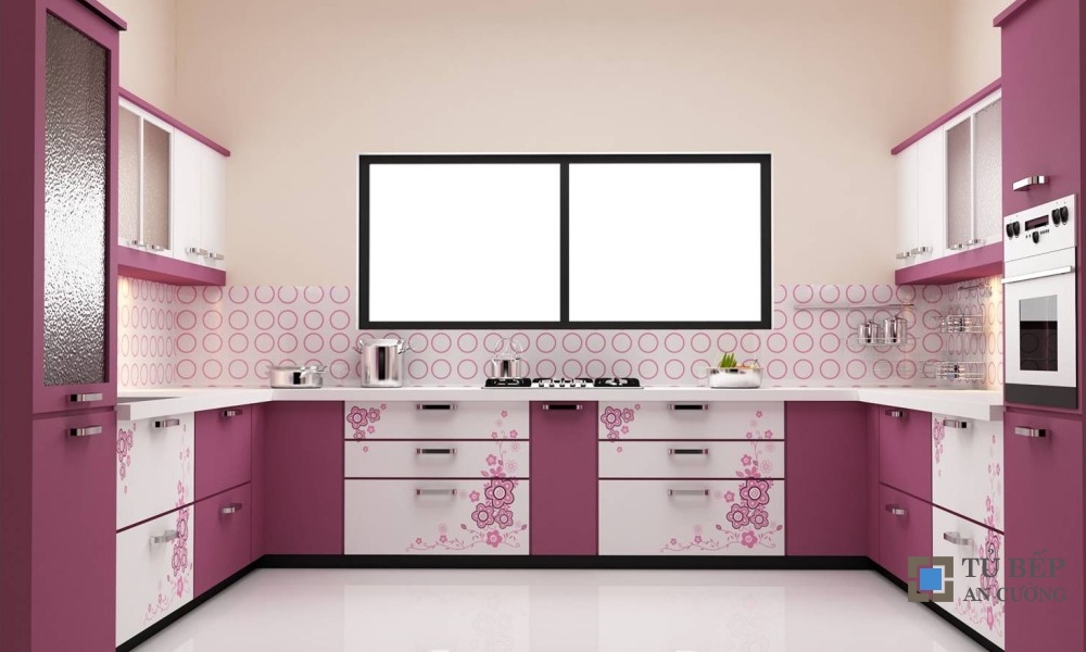 Tủ bếp hiện đại chữ U dành cho nhà biệt thự Mẫu 060