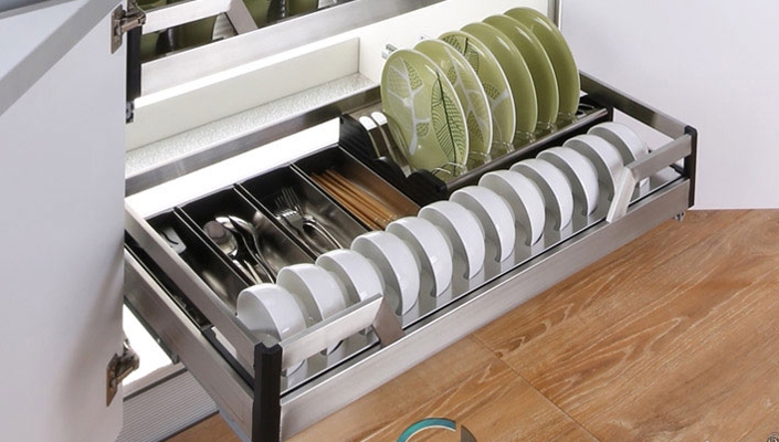 Kệ ngăn kéo đựng bát đũa NewEra cánh mở, inox hộp 304