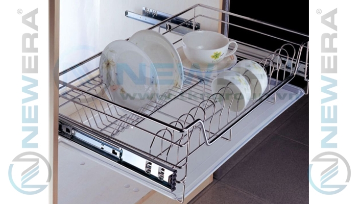 Kệ ngăn kéo đựng bát đũa NewEra cánh mở có khay hứng nước