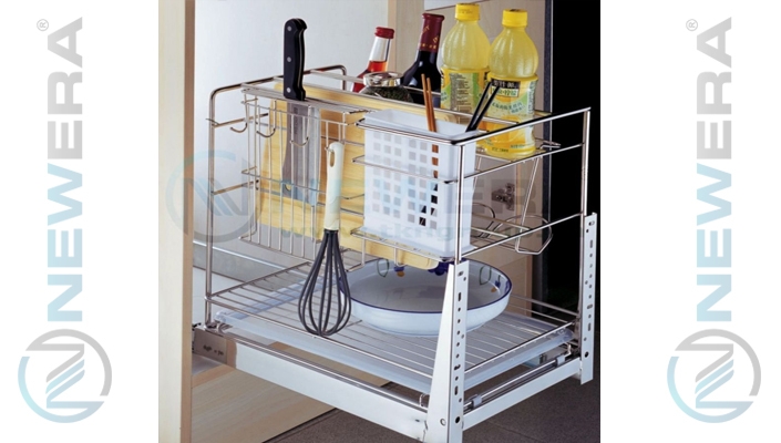 Giá kệ dao thớt, chai lọ, gia vị, rộng 350mm, có khay hứng nước