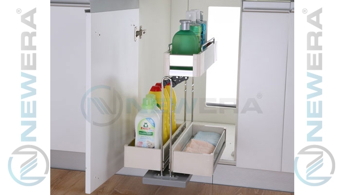 Giá đựng nước rửa chén NewEra giảm chấn inox hộp 304, rộng 350mm