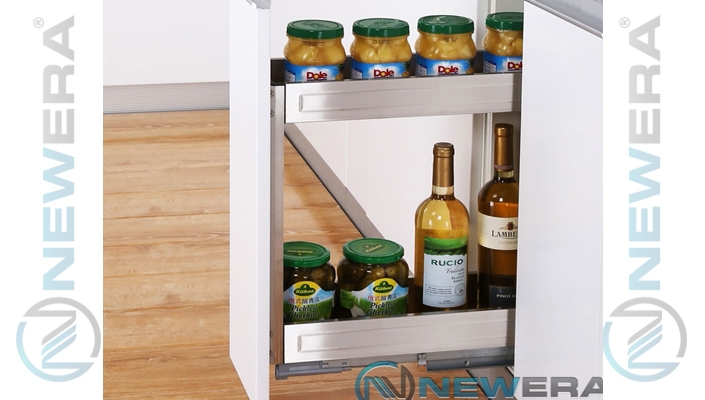 Giá đựng gia vị NewEra giảm chấn inox hộp 304, rộng 200mm