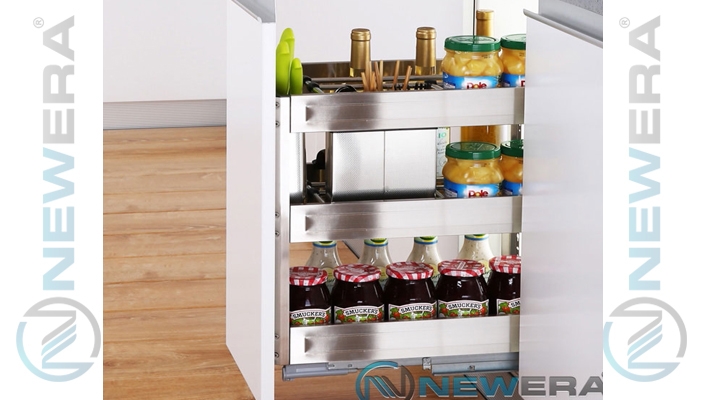 Giá dao thớt, gia vị NewEra inox hộp 304 giảm chấn, 300mm