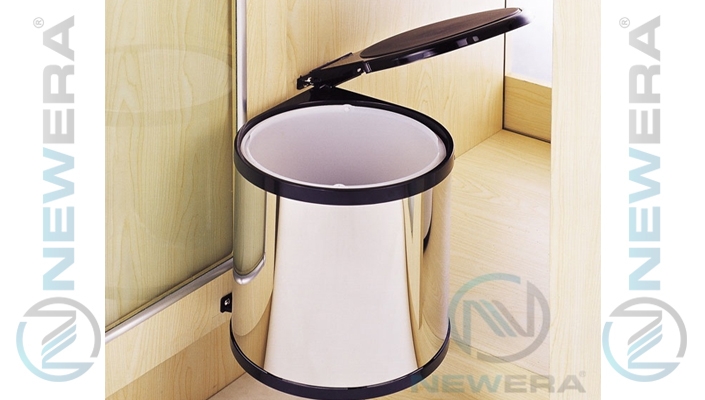 Thùng rác đơn inox NewEra 14 lít gắn cánh khoang tủ 300mm