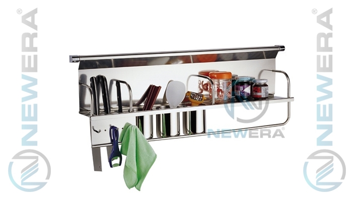 Giá inox cài dao, đũa, gia vị NewEra treo tủ giữa rộng 900mm